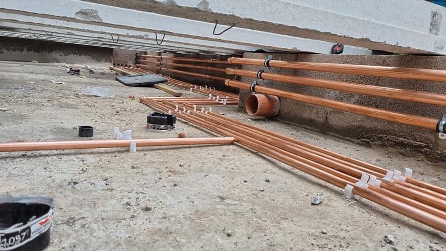 Copper first fix on a new build